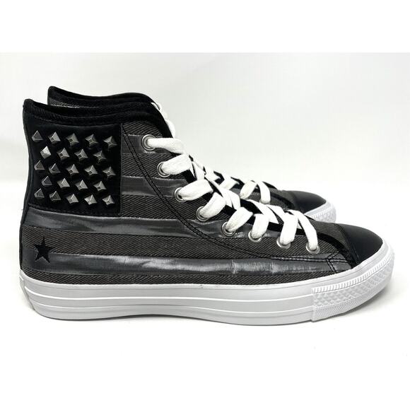 Converse Chuck Taylor Black Studded USA FLAG High-tops Mens Sz 8.5 All Stars main image 5